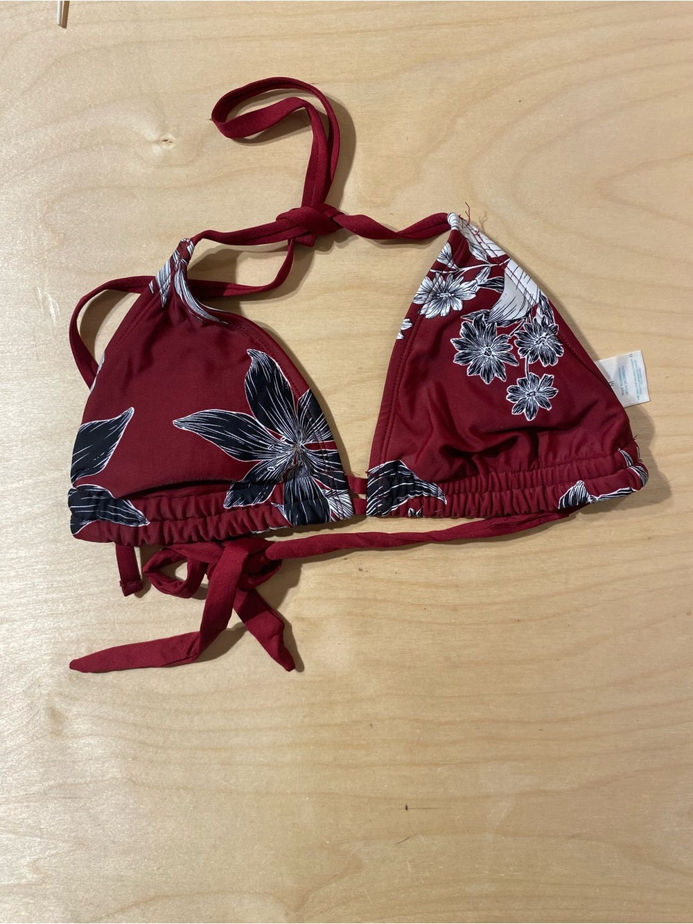 Kona Sol Burgundy Floral Bikini Top Medium (RG) - Picture 3 of 6